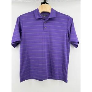 Pebble Beach Performance Mens Purple Stripe Golf Polo Shirt XL Made in Jordan